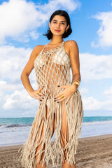 Bege Tecido Skirt