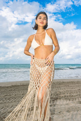 Bege Tecido Skirt