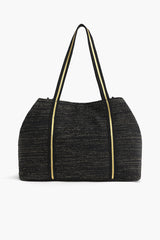 Black Metallic Tropical Leaves Tote