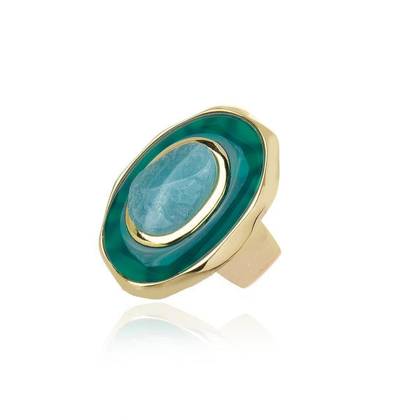 Confidence Ring - Green Agate and Amazonite