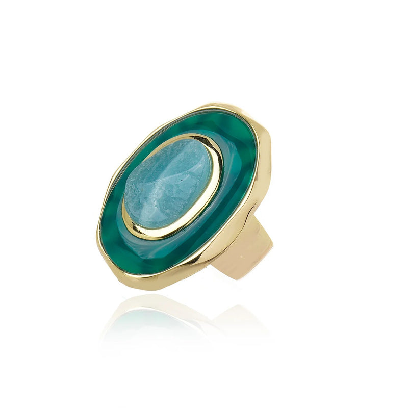 Confidence Ring - Green Agate and Amazonite