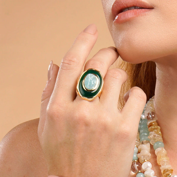 Confidence Ring - Green Agate and Amazonite