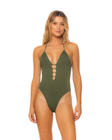Beaded Strap Forest Green One Piece