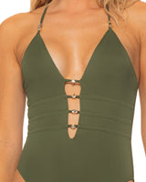 Beaded Strap Forest Green One Piece