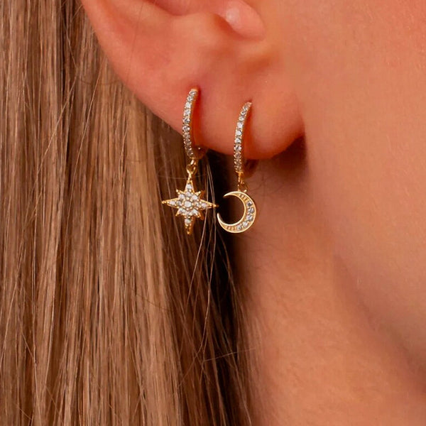 Gigi Moon + Star Huggie Earrings