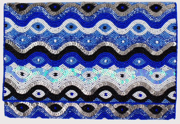 Blue Eyes Beaded Clutch