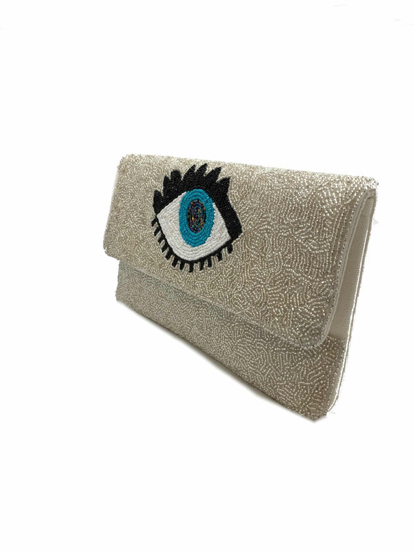 Evil Eye Beaded Clutch