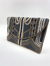 Mila Silver Beaded Clutch