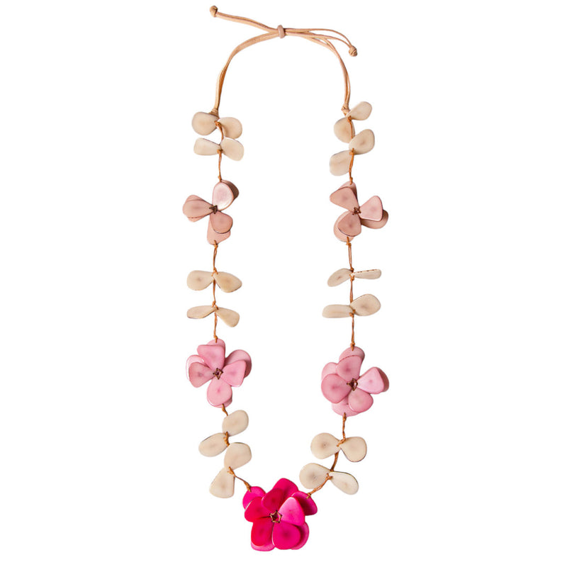 Rosie Flower Necklace - Pink