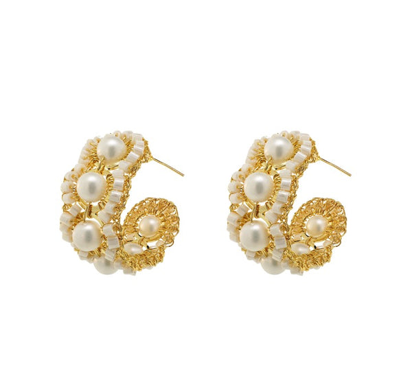 Pearl Olympia Hoop Earrings