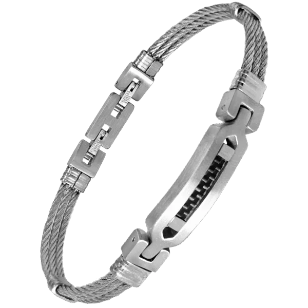 Stainless Steel Cable with Black Carbon Fiber Bracelet