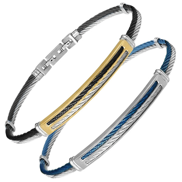 Stainless Steel Two-Toned Cable Wire Bracelet