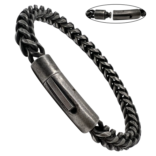 Stainless Steel Gun Metal Franco Bracelet