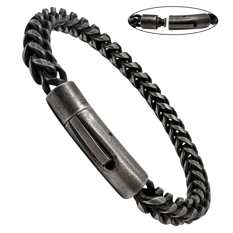 Stainless Steel Gun Metal Franco Bracelet