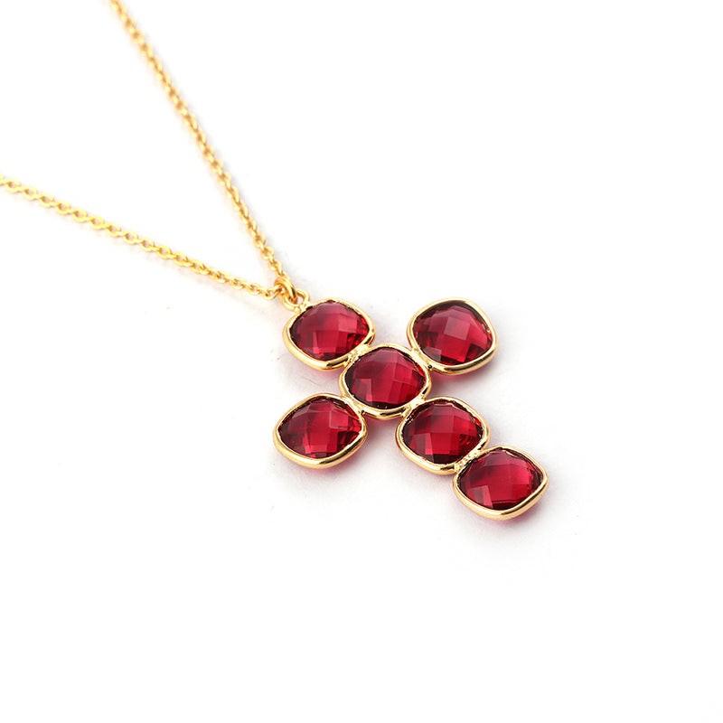 Ruby Cross Necklace