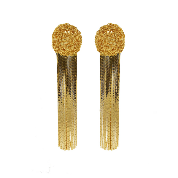 Gold Spheres Fringe Earrings