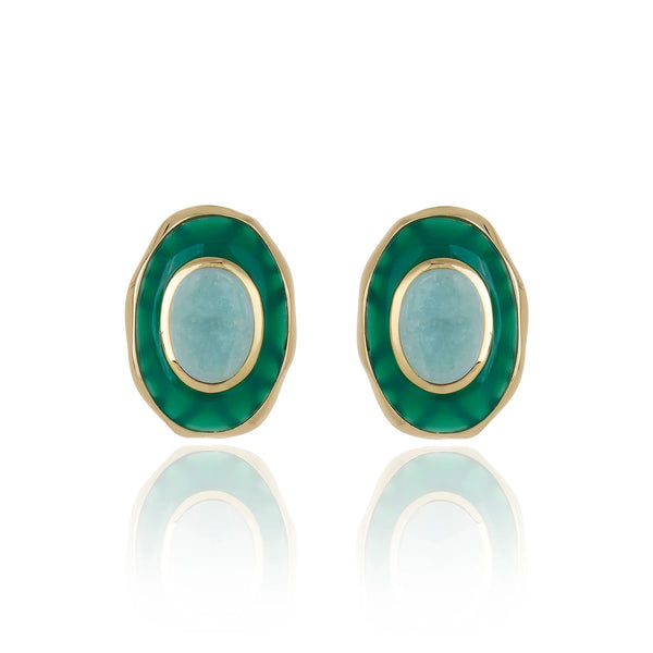 Confidence Earrings - Green Agate and Amazonite