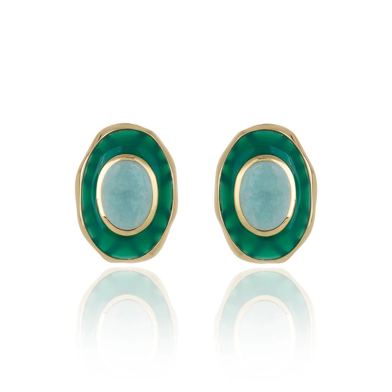Confidence Earrings - Green Agate and Amazonite