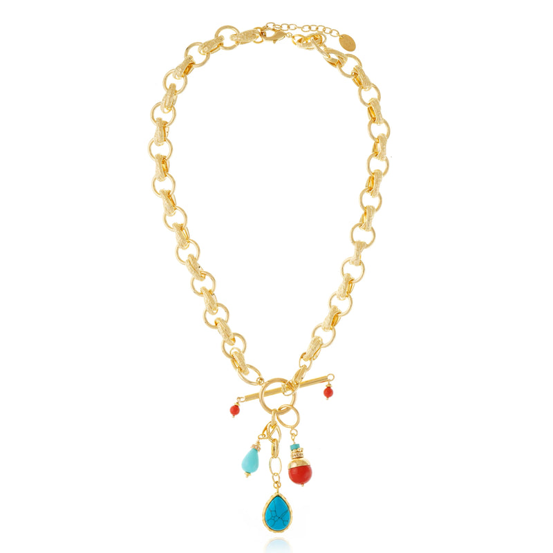 Sirena Necklace - Coral and Turquoise