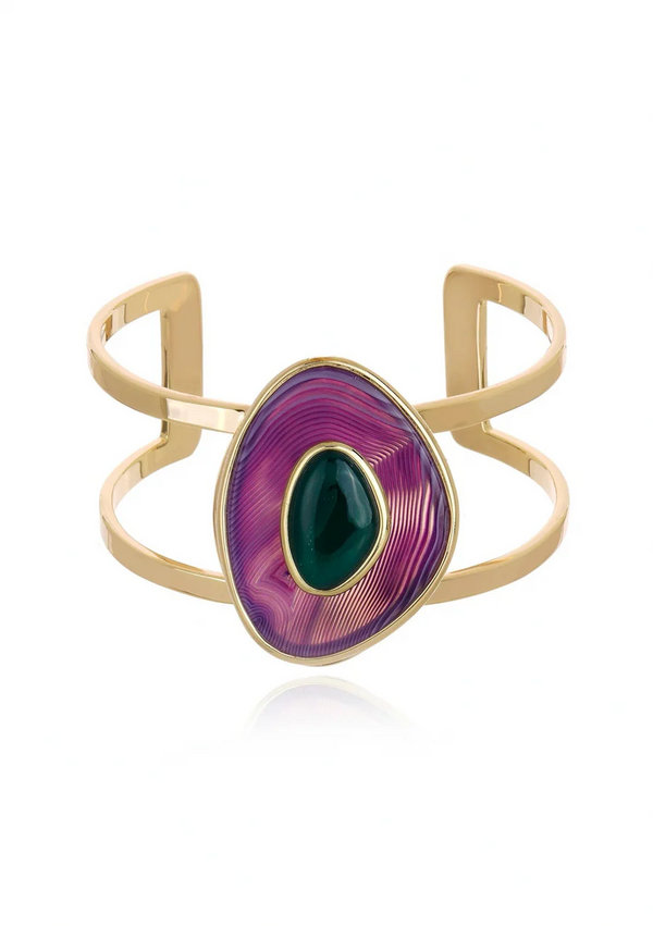 Poet Cuff - Purple and Green Agate