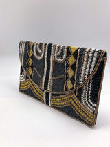Mila Gold Beaded Clutch