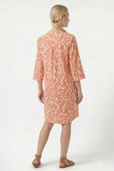 Coral Leaves Shirt Dress