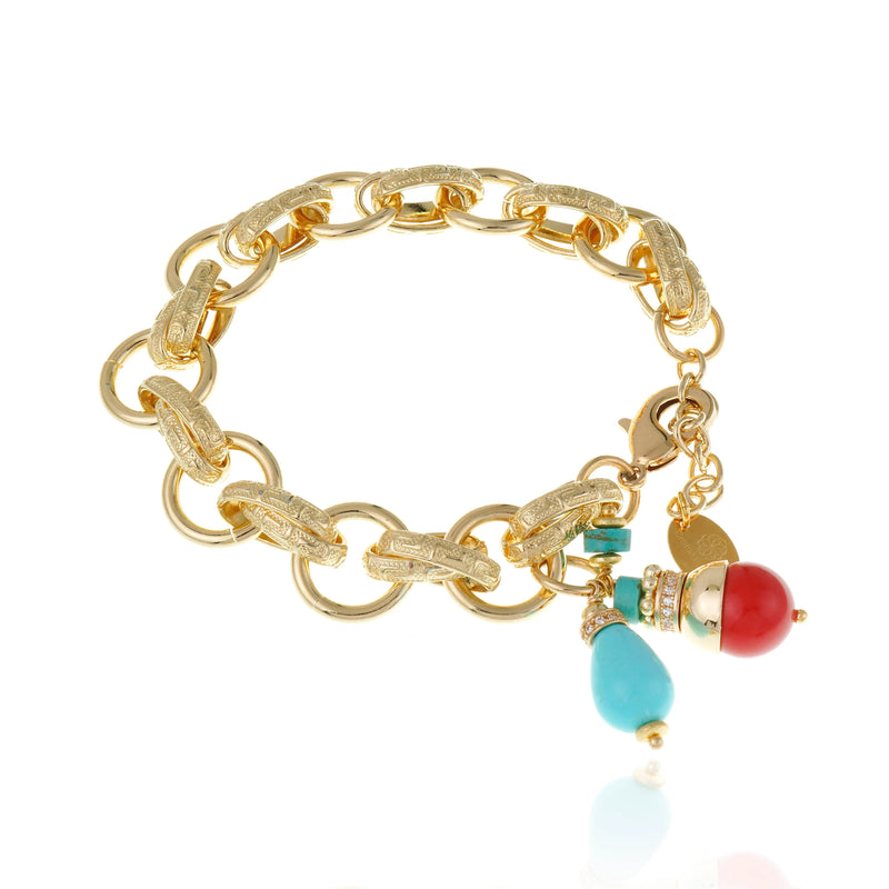 Sirena Bracelet - Coral and Turquoise