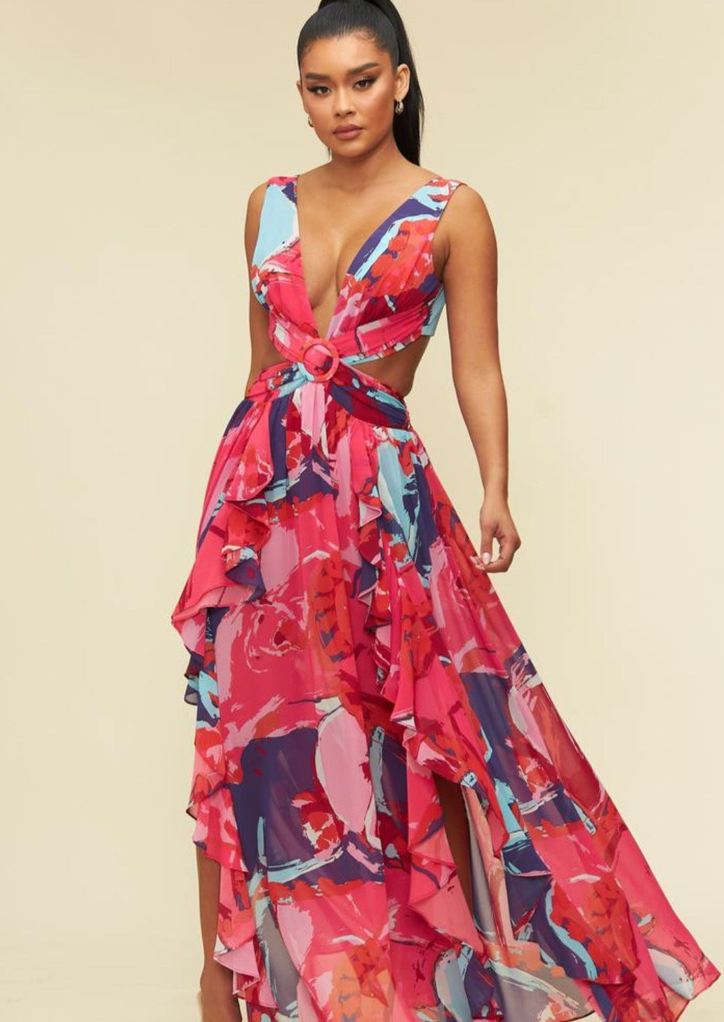 aura jersey maxi dress Aura Ruffled Jersey Maxi Dress By Maygel Coronel