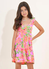 Cotton Rose Shoo Girls Short Dress