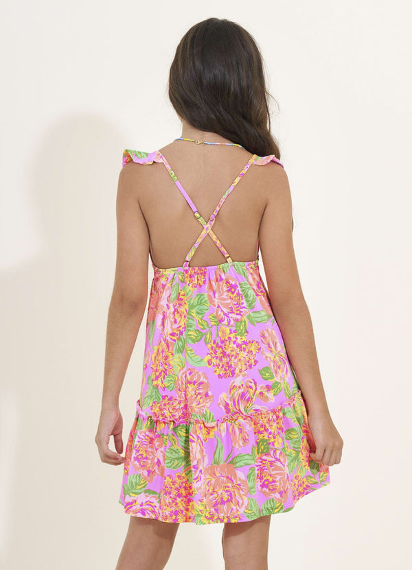 Cotton Rose Shoo Girls Short Dress