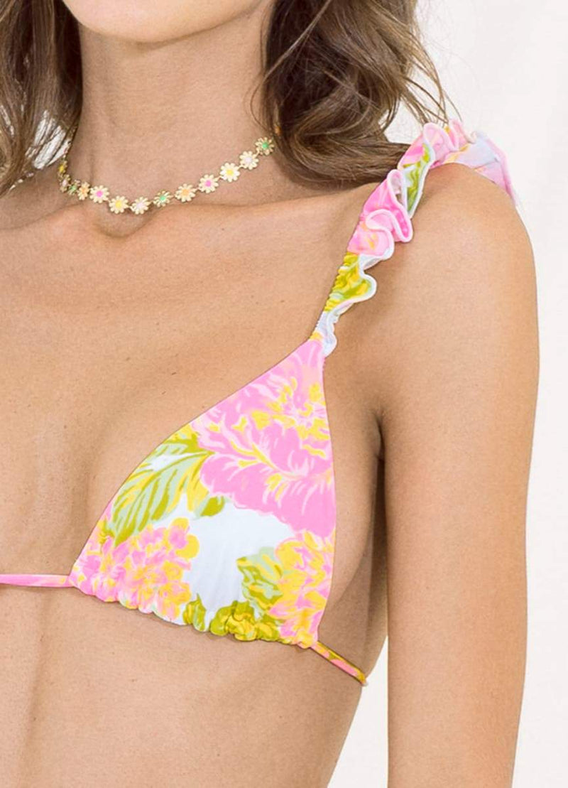 Chintz Floral Crush Ruffle Triangle Bikini Top