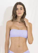 Gingham Kona Strapless Bandeau Bikini Top