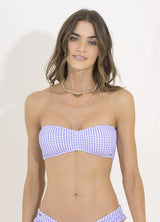 Gingham Kona Strapless Bandeau Bikini Top