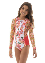 Pink Flowers Girl One Piece Set
