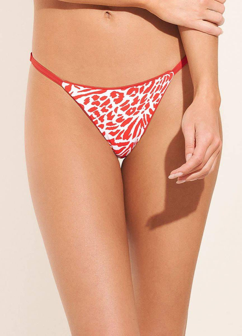 Red Camellia Flash Single Strap Bikini Bottom