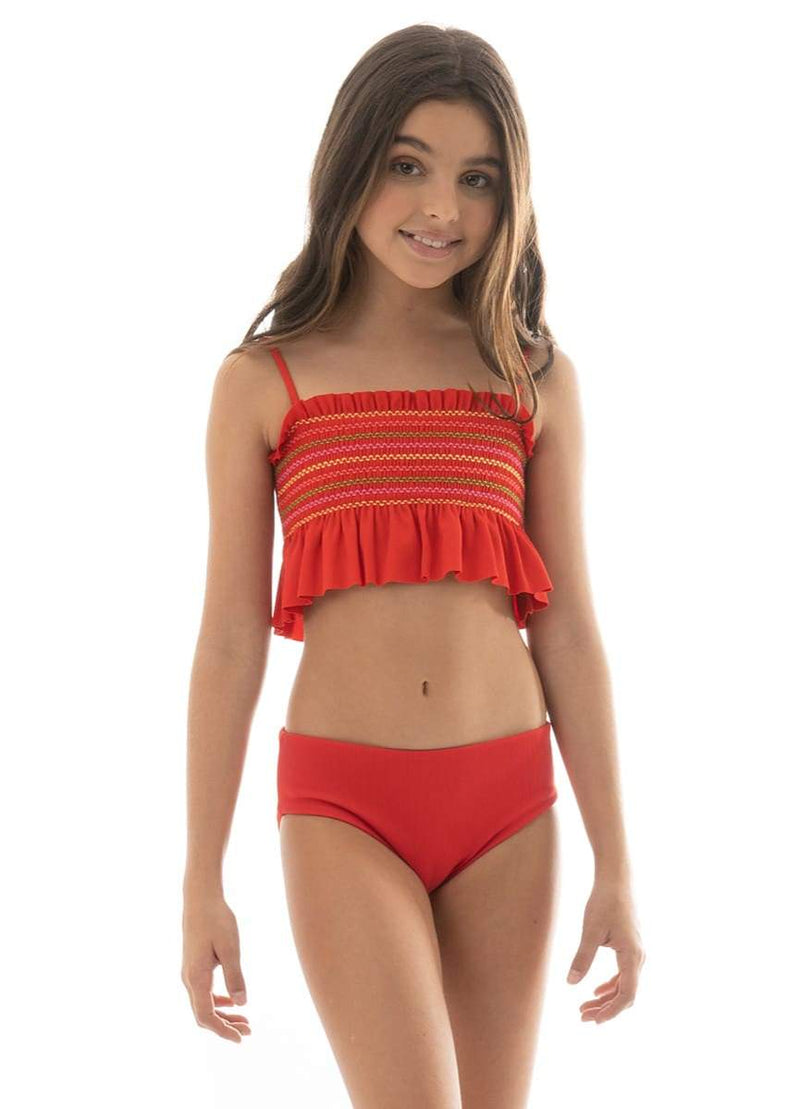 Red Camelia Fiesta Girls Bikini Set