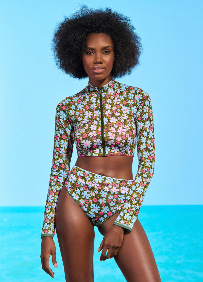 Bikini Set Crop Top Bikini With Sleeves Long Sleeve Swimsuit