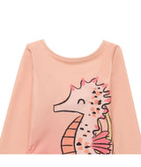 Seahorse Coral Long Sleeve Girls One Piece