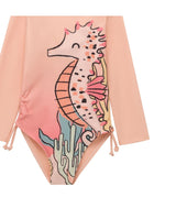 Seahorse Coral Long Sleeve Girls One Piece