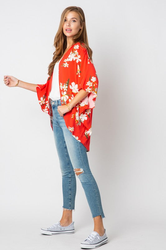Red Floral Cardigan