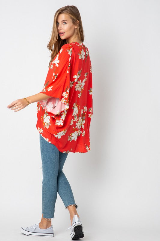 Red Floral Cardigan