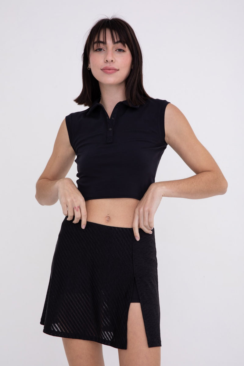 Birdie Sleeveless Cropped Polo