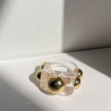 5 Gold Studs Pool Ring