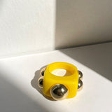 5 Gold Studs Pool Ring