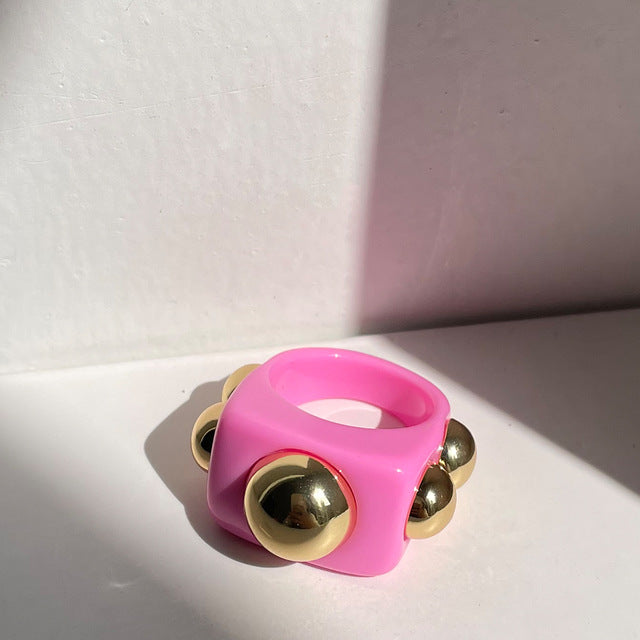 5 Gold Studs Pool Ring