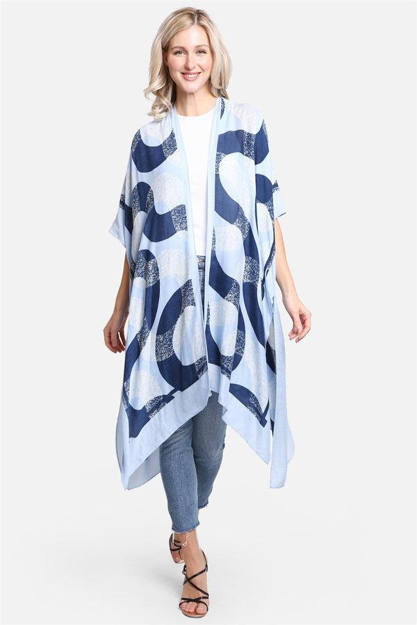 Swirl Print Cover Up - Blue