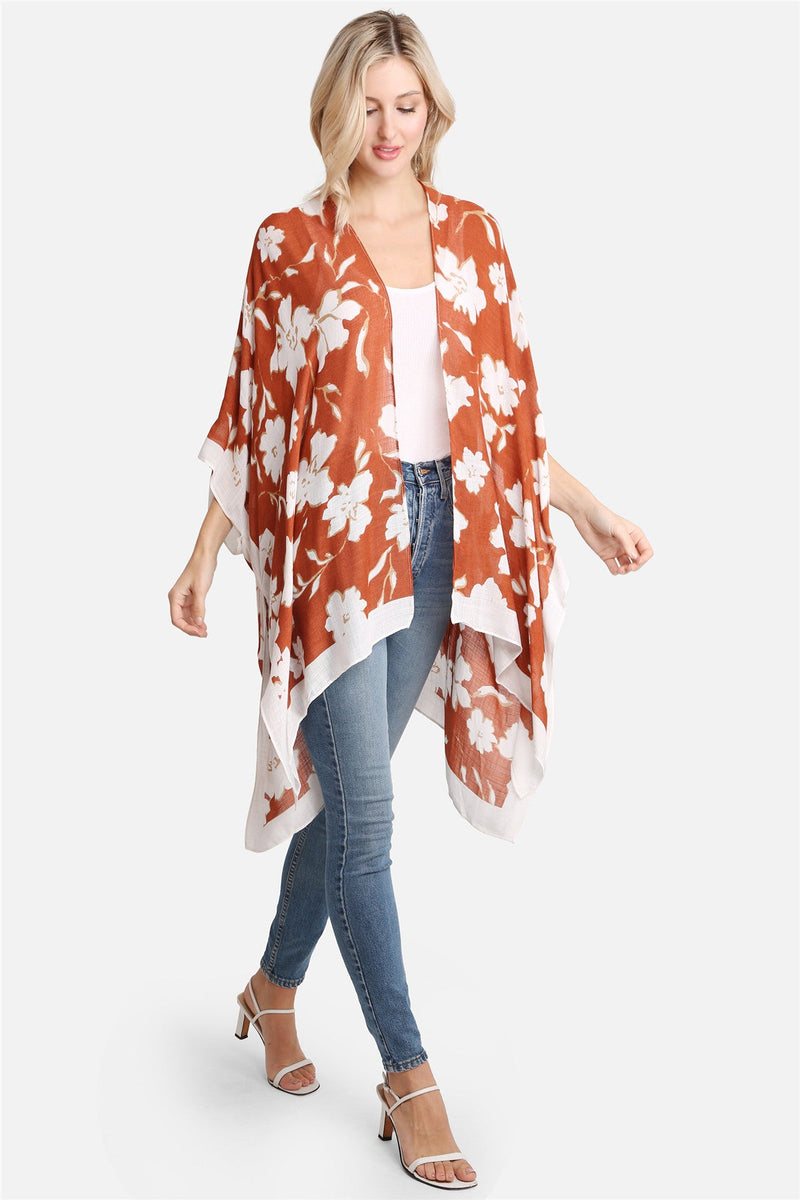 Floral Print Cover Up - Rust