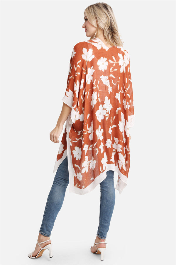 Floral Print Cover Up - Rust