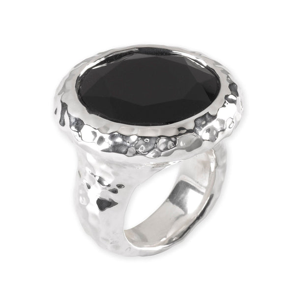 Hammered Black Onyx Ring