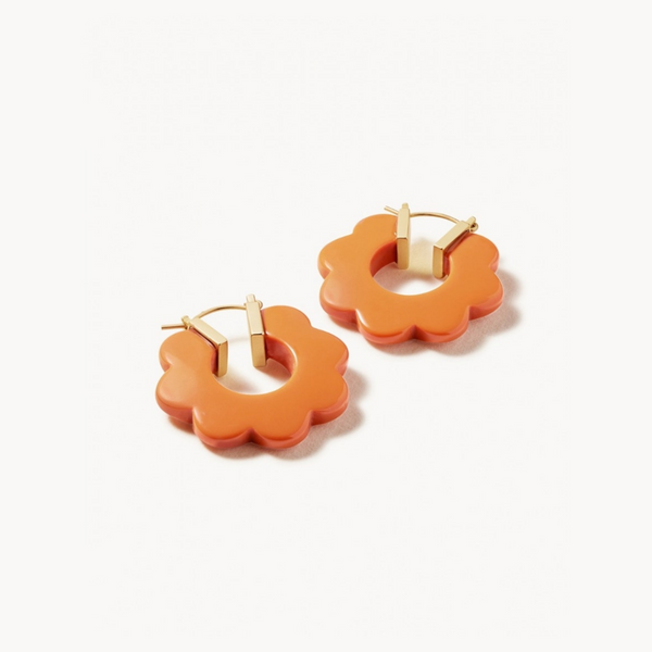Mod Daisy Hoop Earrings - Orange